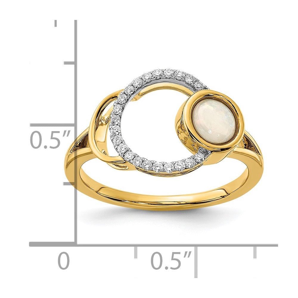 14k Polished Diamond & Opal Circle Ring