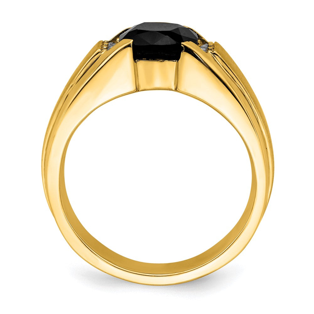 14k Onyx and Diamond Mens Ring