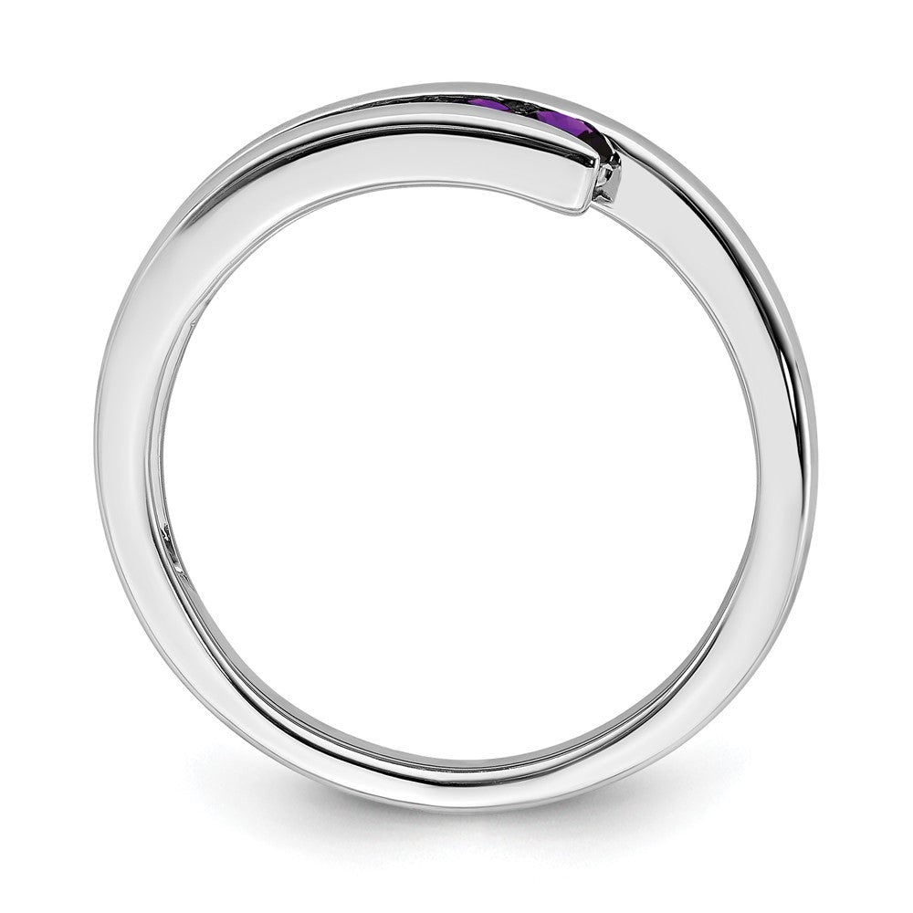 14k White Gold Amethyst 4-stone Ring
