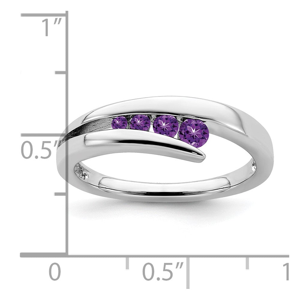 14k White Gold Amethyst 4-stone Ring