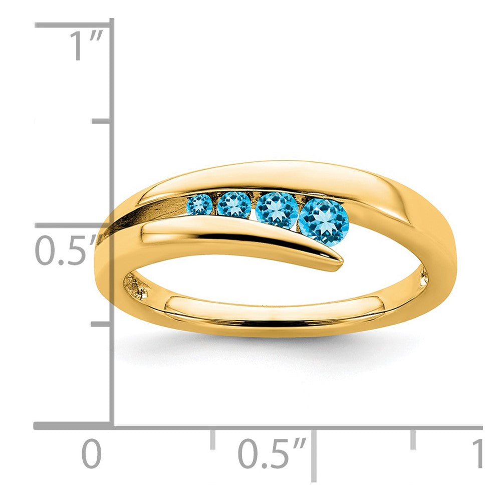 14k Blue Topaz 4-stone Ring