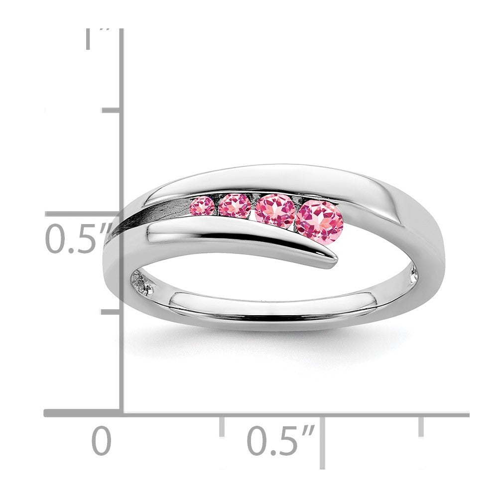 14k White Gold Pink Tourmaline 4-stone Ring