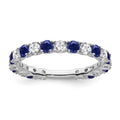 14k White Gold Created Sapphire and Diamond Band