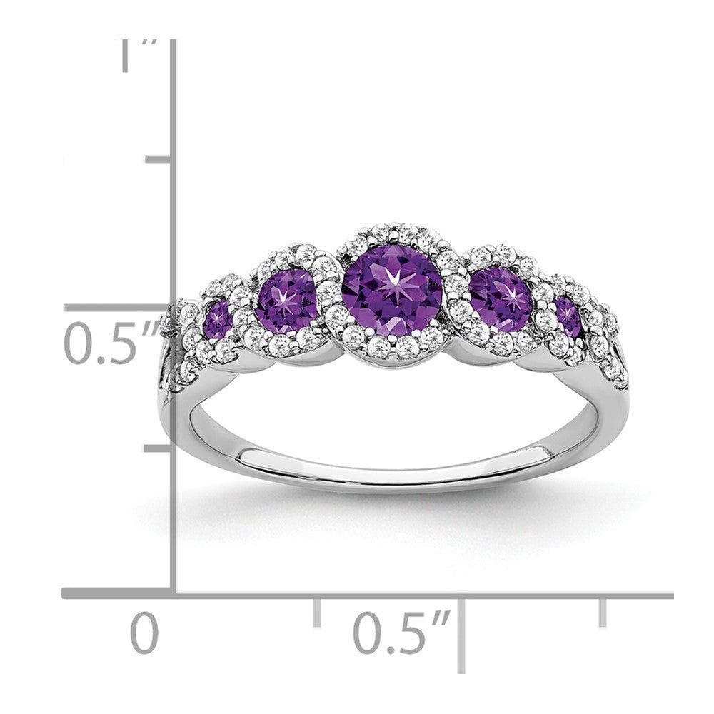 14k White Gold Amethyst and Diamond Ring