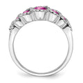 14k White Gold Created Pink Sapphire and Diamond Ring