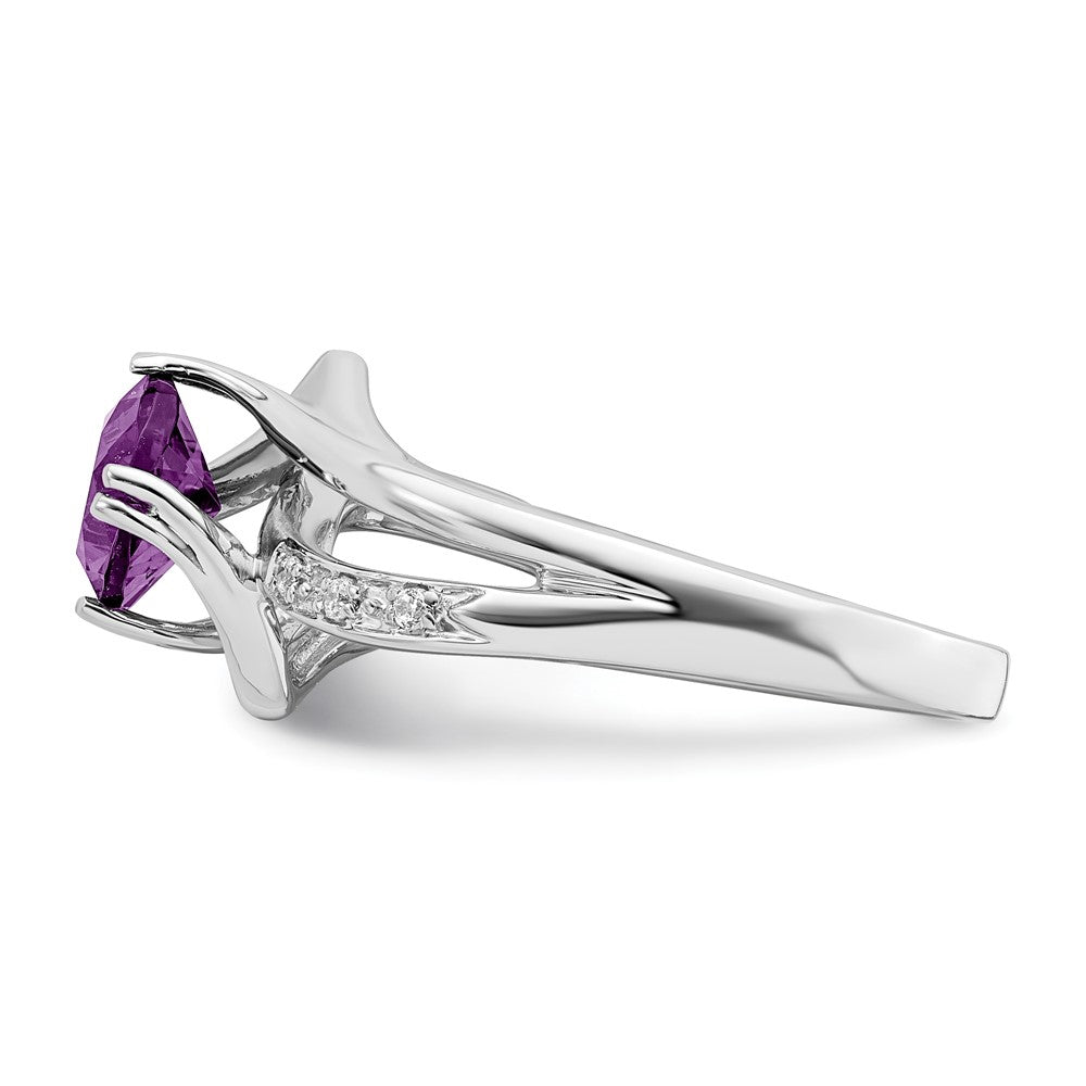 14k White Gold Amethyst and Diamond Ring