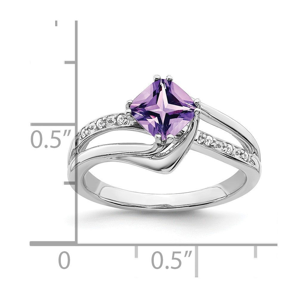 14k White Gold Amethyst and Diamond Ring