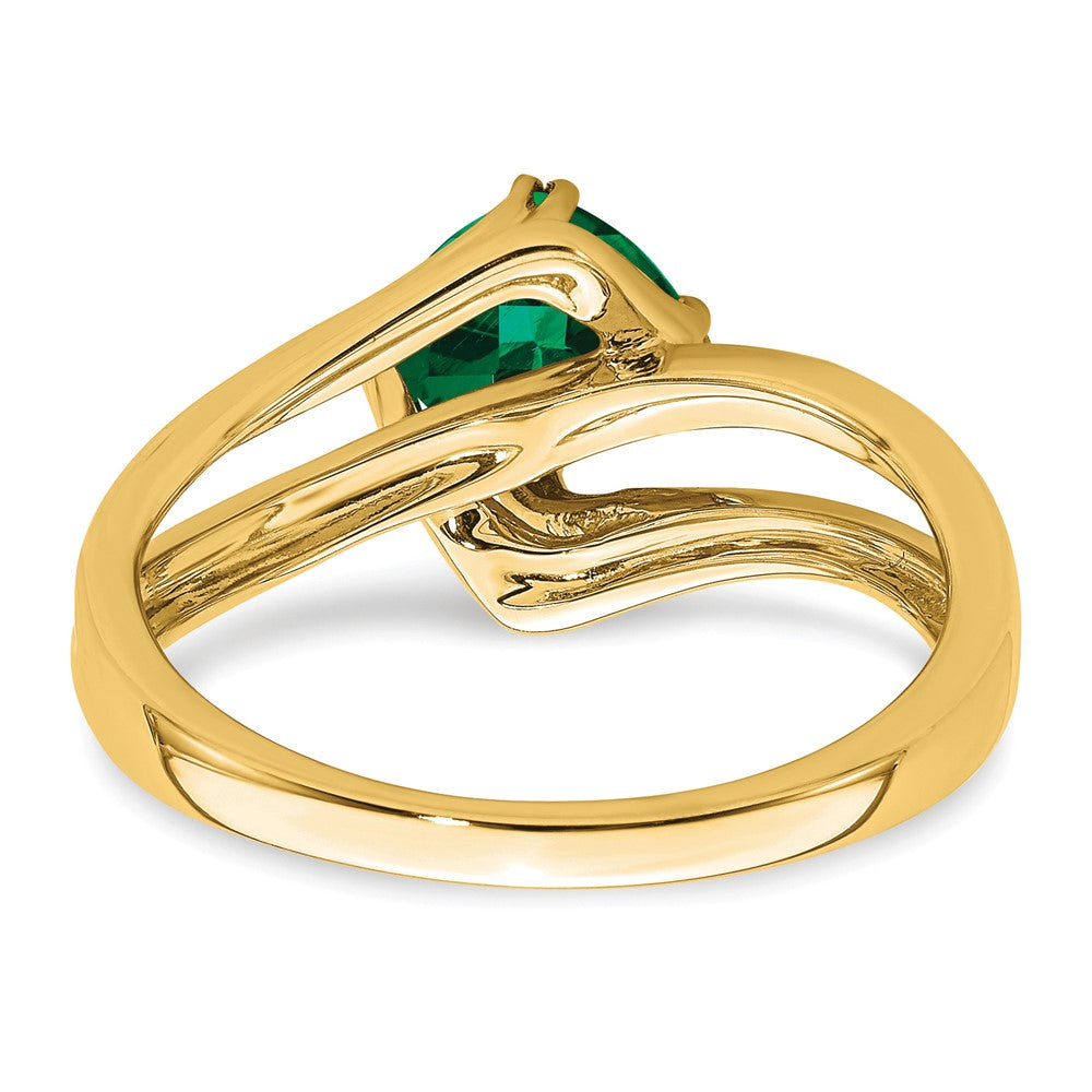 14k Created Emerald and Diamond Ring
