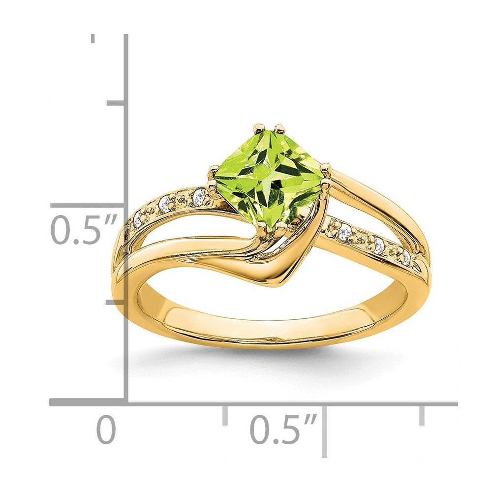 14k Peridot and Diamond Ring
