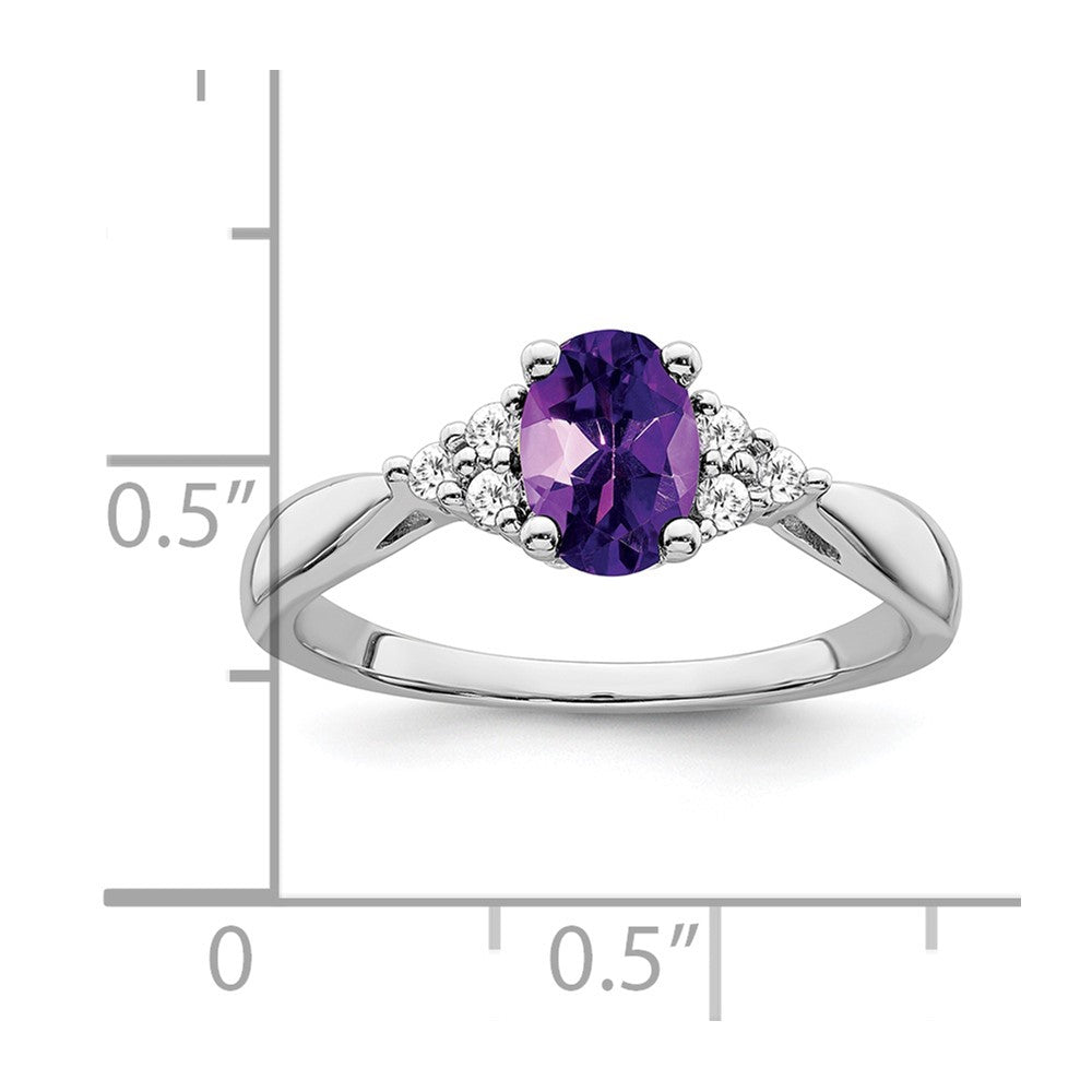 14k White Gold Amethyst and Diamond Ring