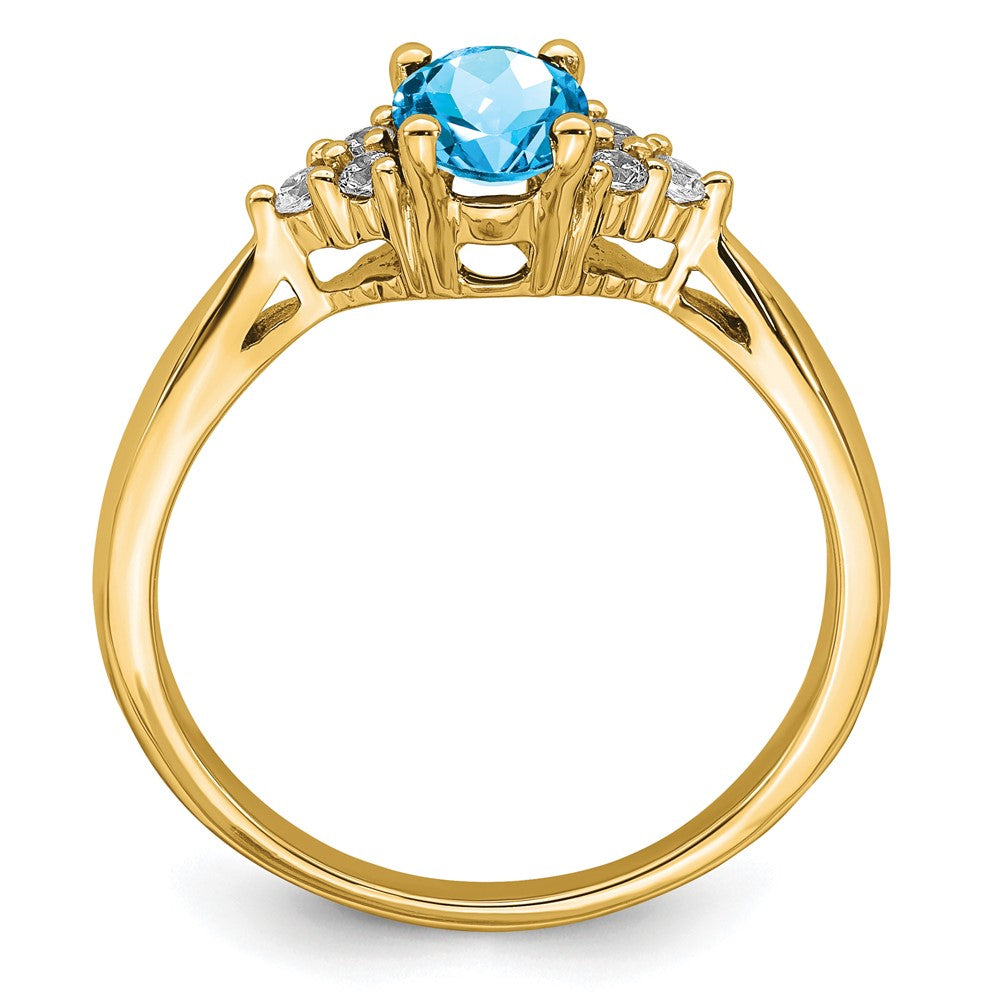 14k Blue Topaz and Diamond Ring
