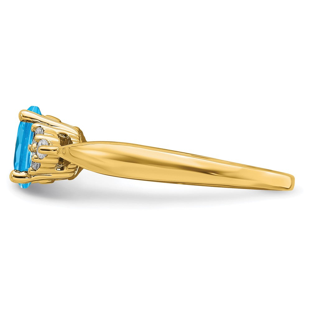 14k Blue Topaz and Diamond Ring