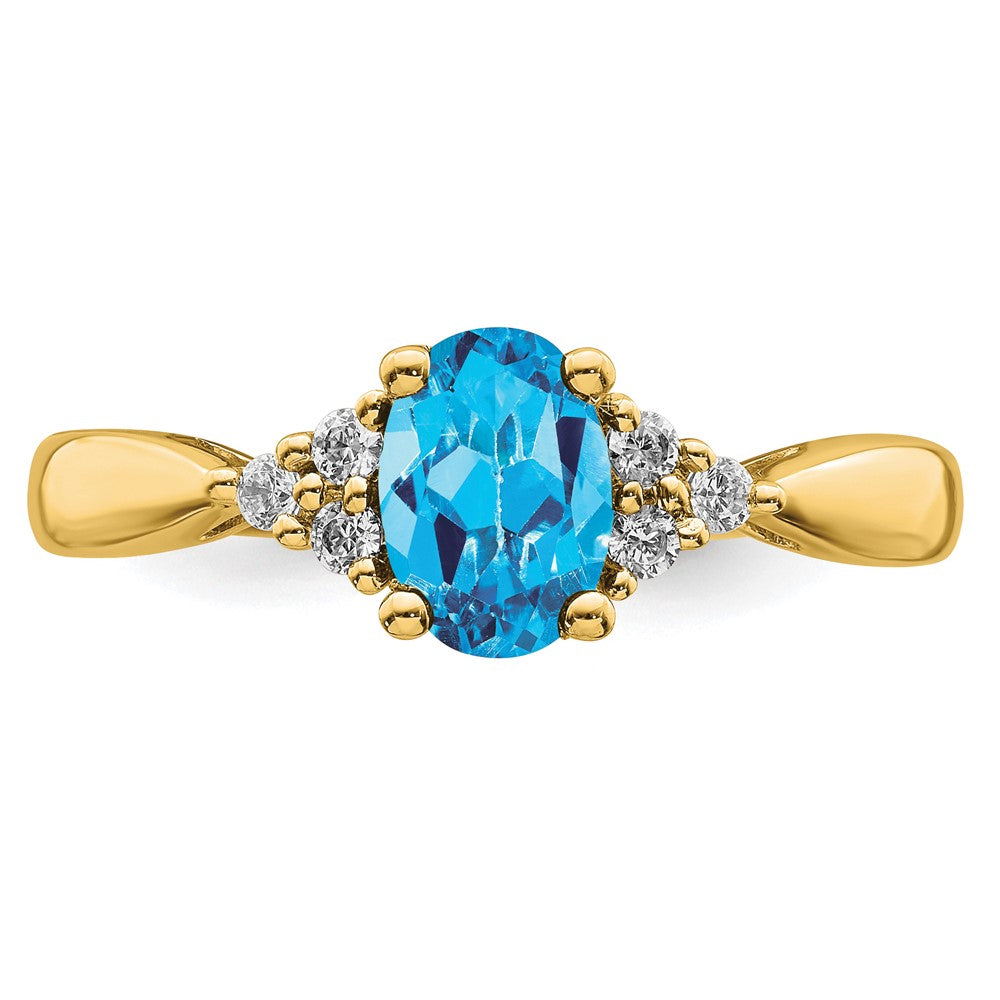 14k Blue Topaz and Diamond Ring