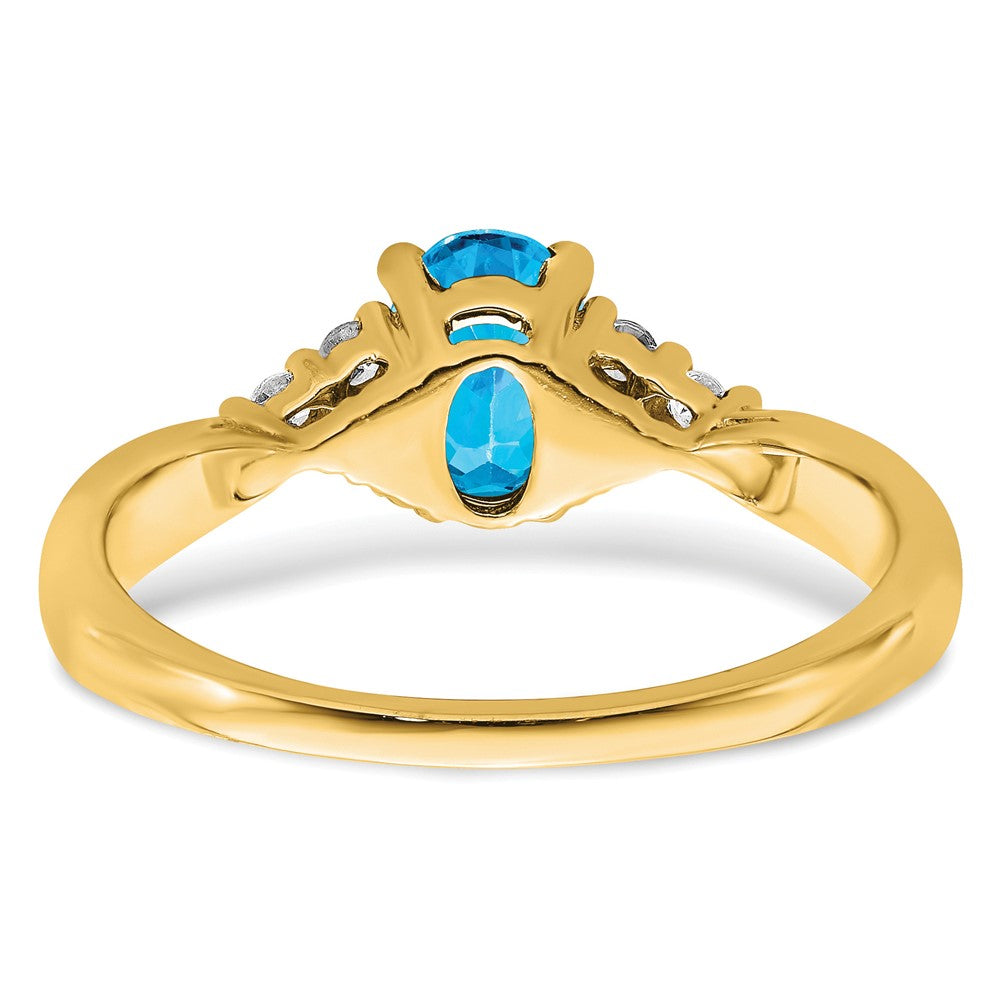 14k Blue Topaz and Diamond Ring