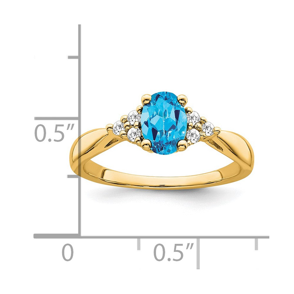 14k Blue Topaz and Diamond Ring