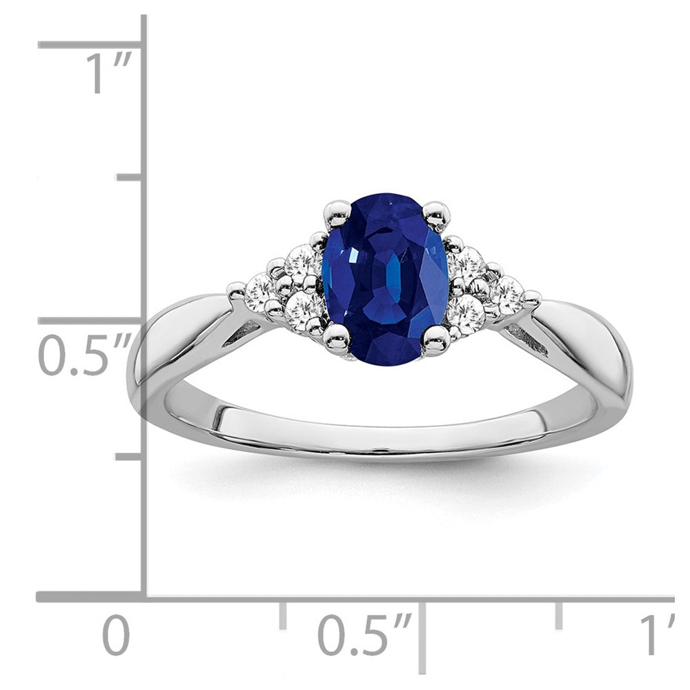 14k White Gold Created Sapphire and Diamond Ring