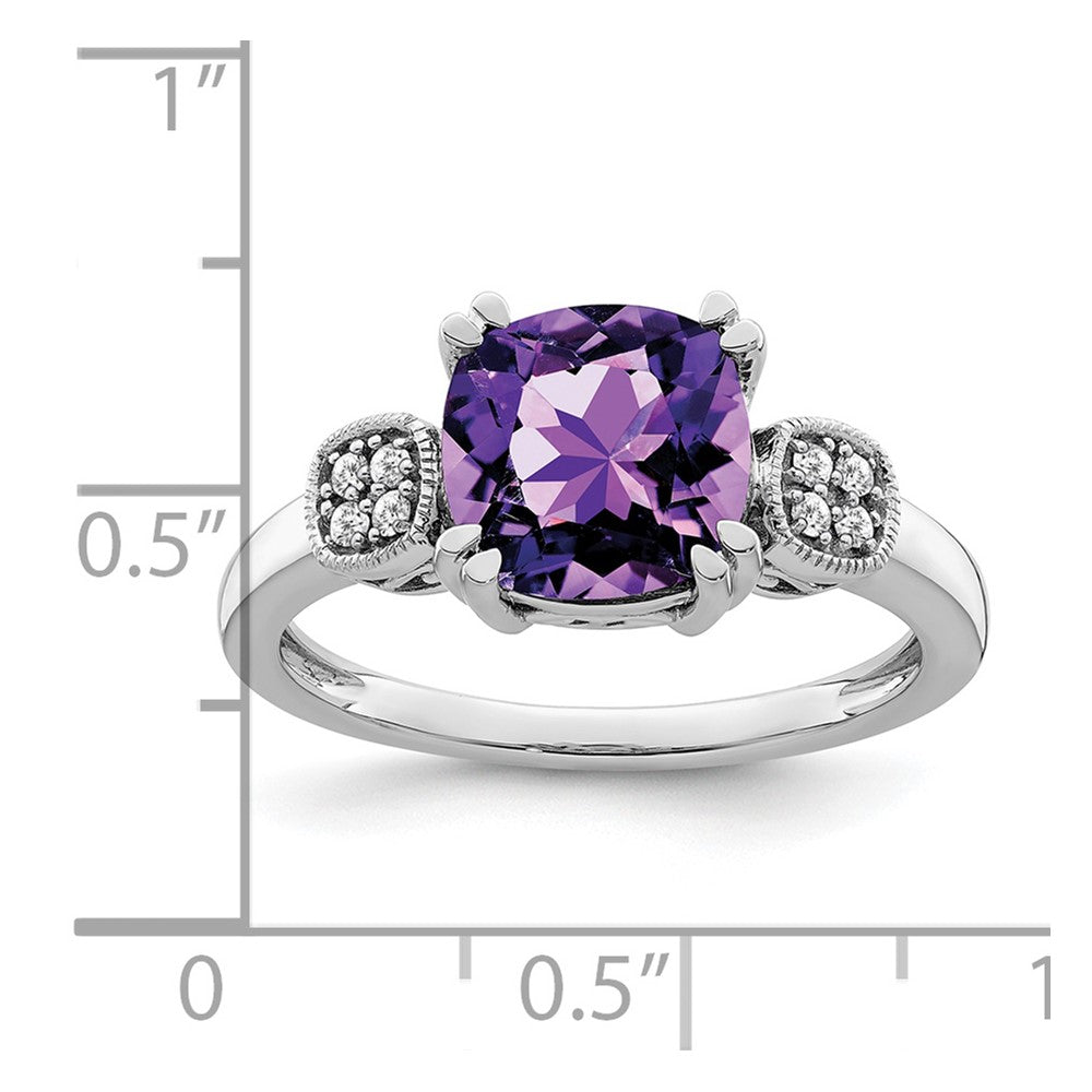 14k White Gold Amethyst and Diamond Ring