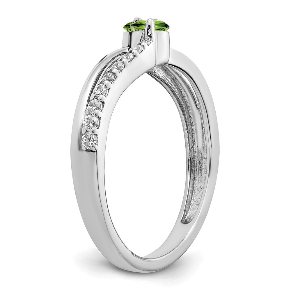 14k White Gold Peridot and Diamond 2-stone Ring