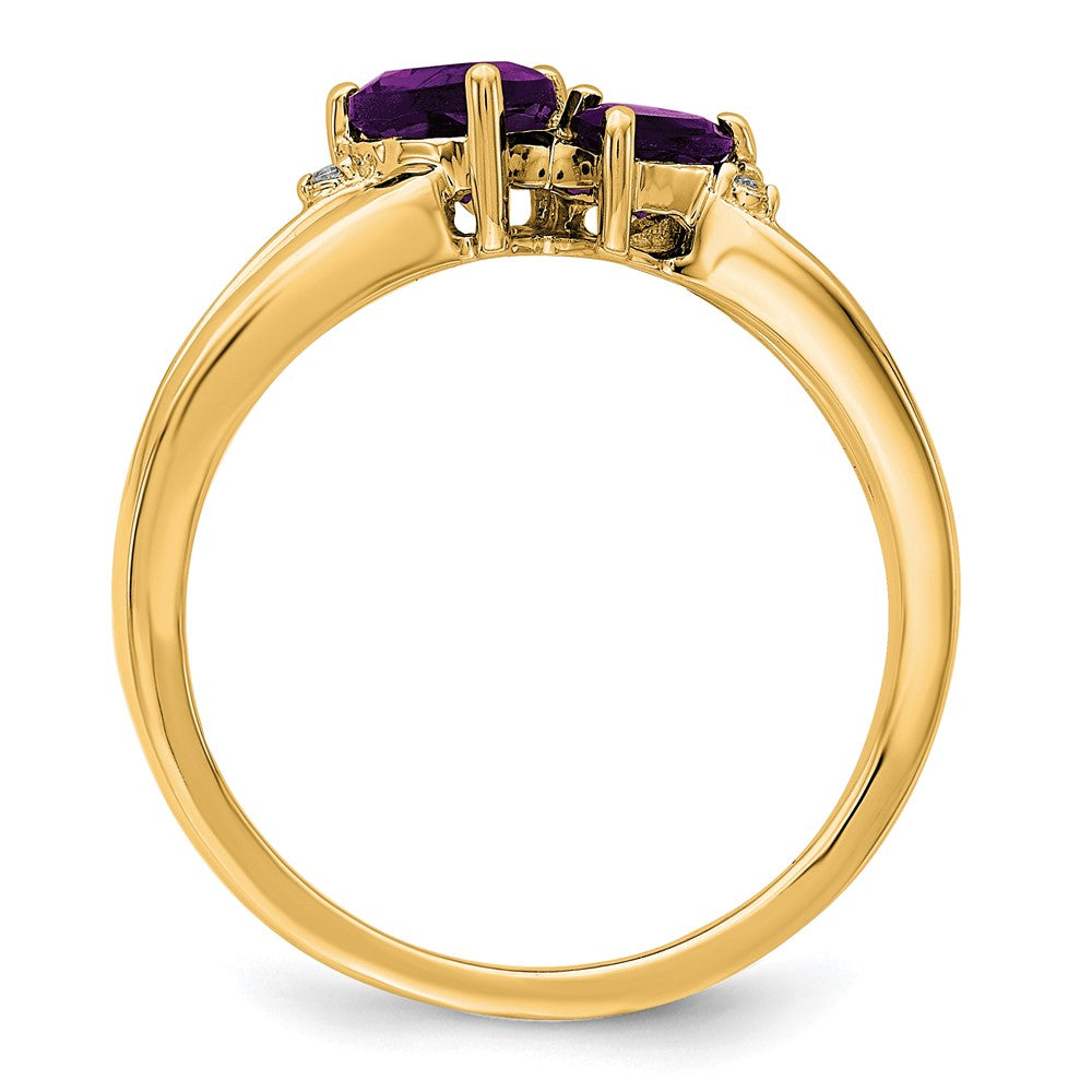 10k Amethyst and Diamond 2-stone Heart Ring