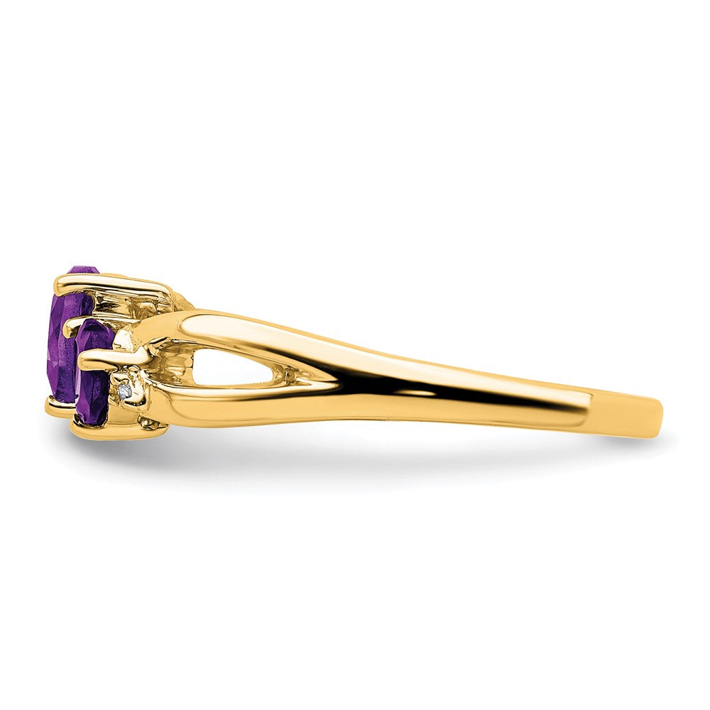 10k Amethyst and Diamond 2-stone Heart Ring