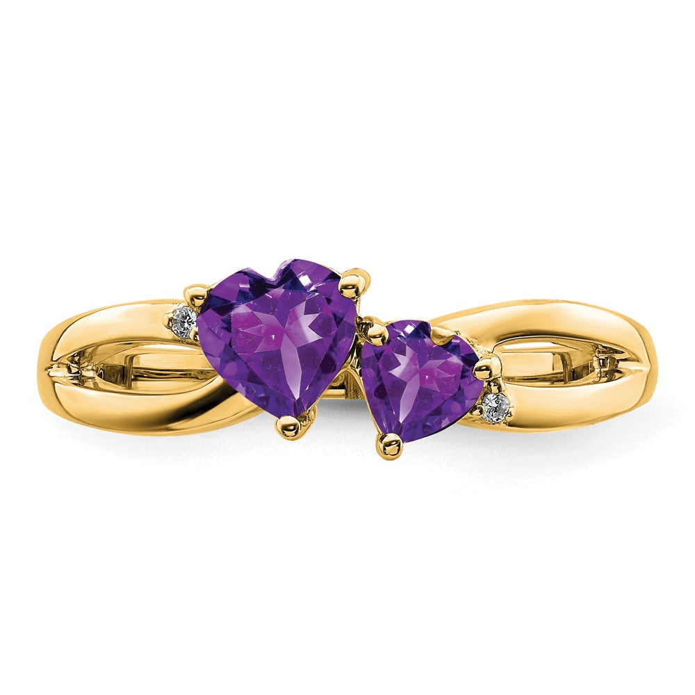 10k Amethyst and Diamond 2-stone Heart Ring