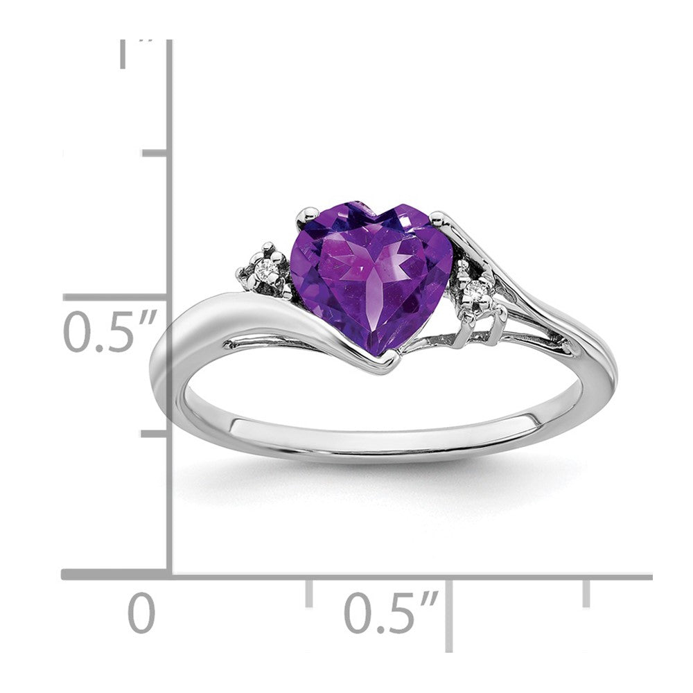 14k White Gold Amethyst and Diamond Heart Ring