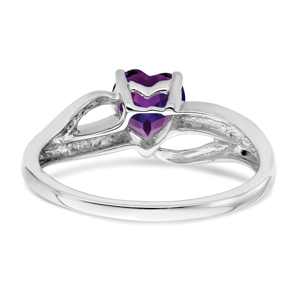 14k White Gold Amethyst and Diamond Heart Ring