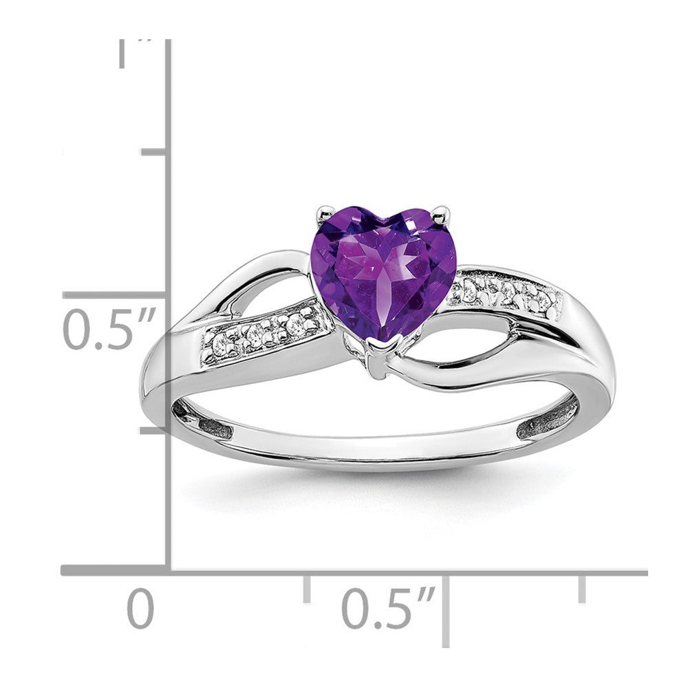 14k White Gold Amethyst and Diamond Heart Ring