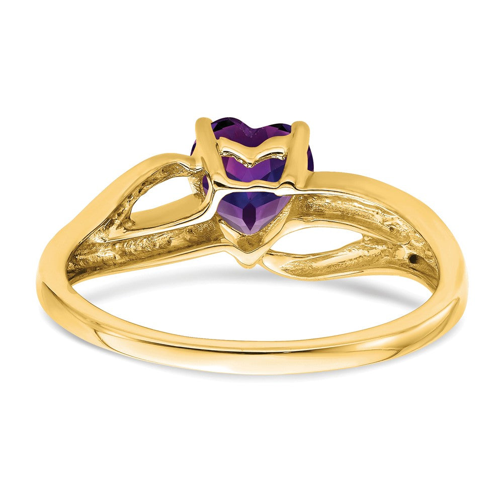 14k Amethyst and Diamond Heart Ring