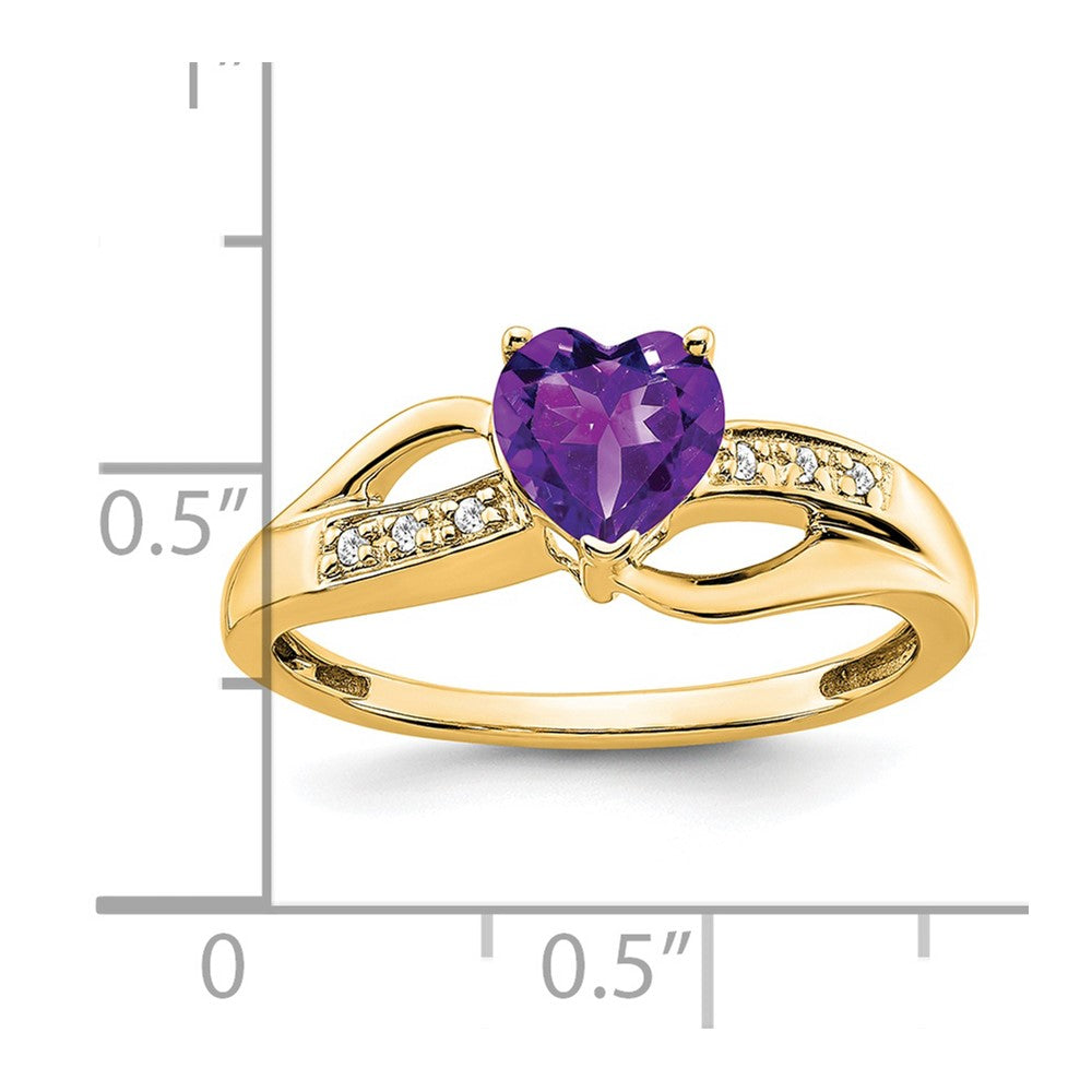 14k Amethyst and Diamond Heart Ring