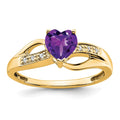 14k Amethyst and Diamond Heart Ring