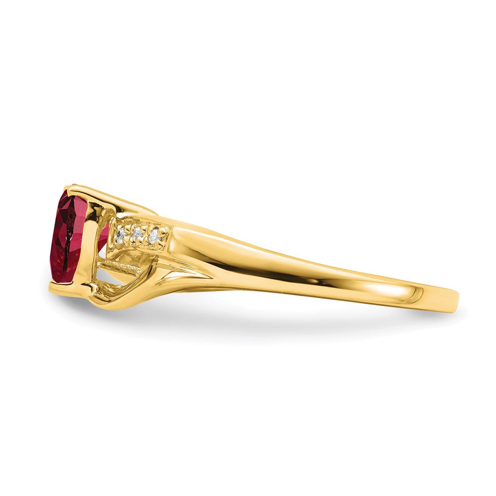 14k Created Ruby and Diamond Heart Ring