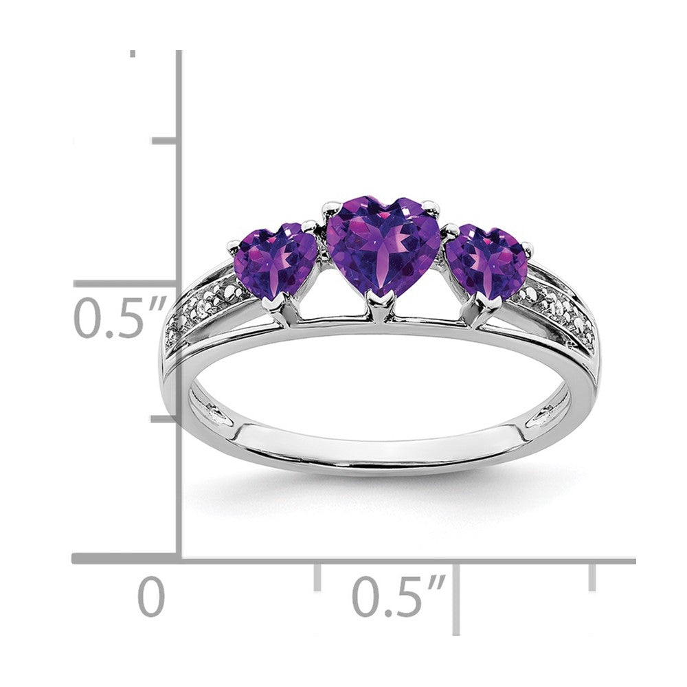 14k White Gold Amethyst and Diamond Heart Ring