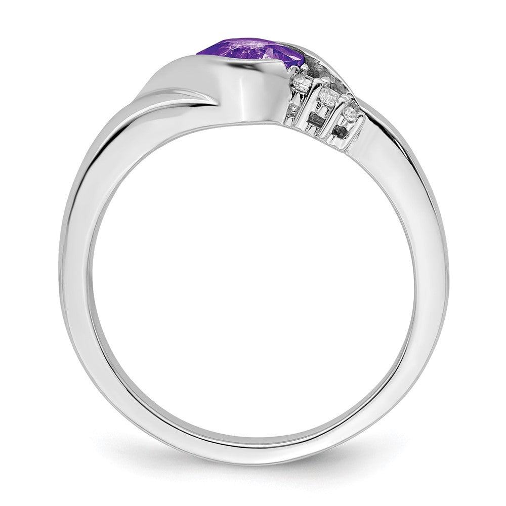 14k White Gold Amethyst and Diamond Ring