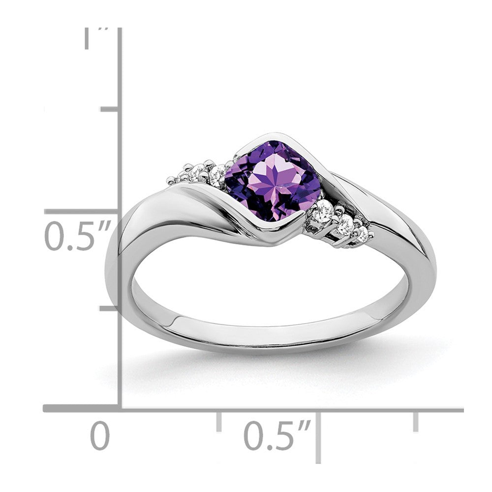 14k White Gold Amethyst and Diamond Ring
