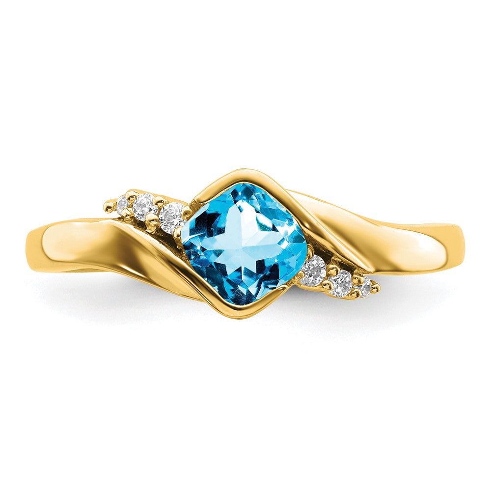 14k Blue Topaz and Diamond Ring