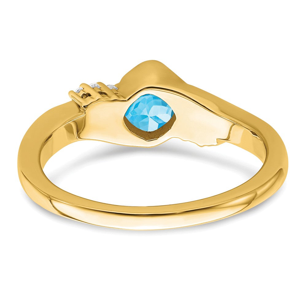 14k Blue Topaz and Diamond Ring