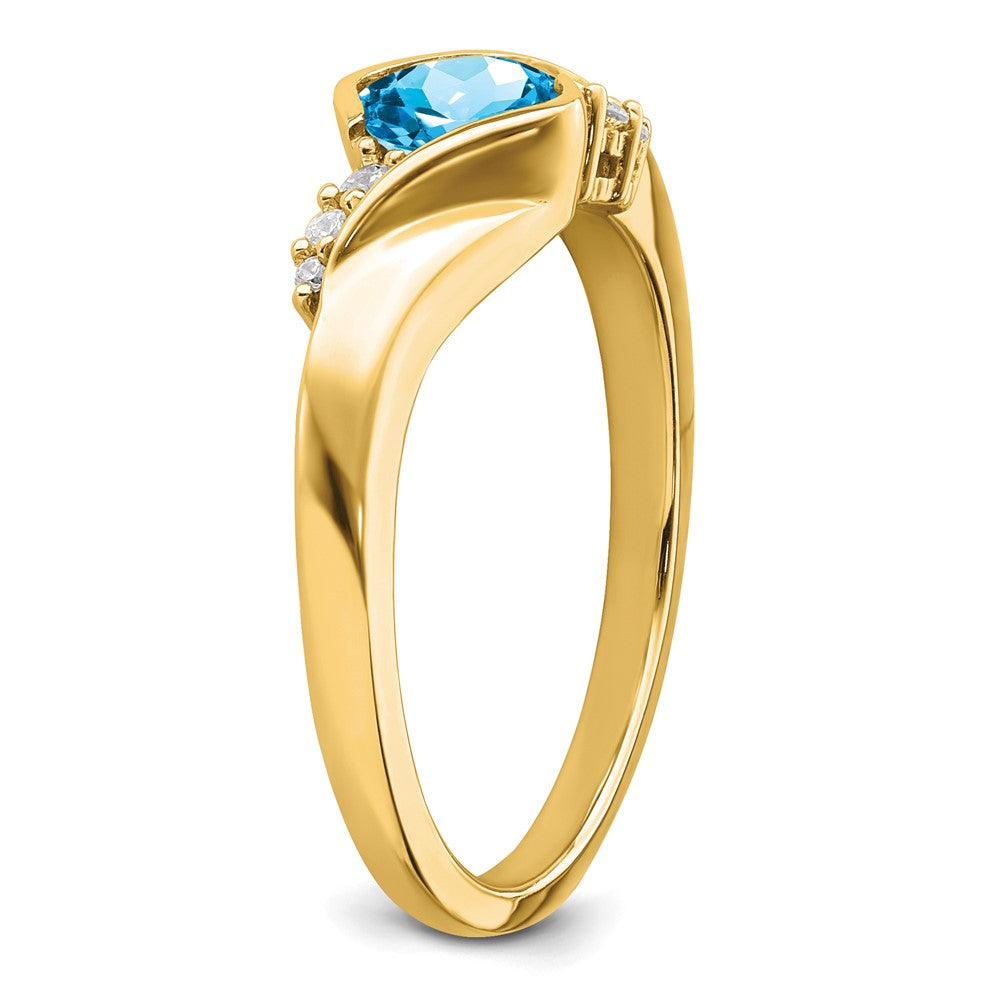14k Blue Topaz and Diamond Ring