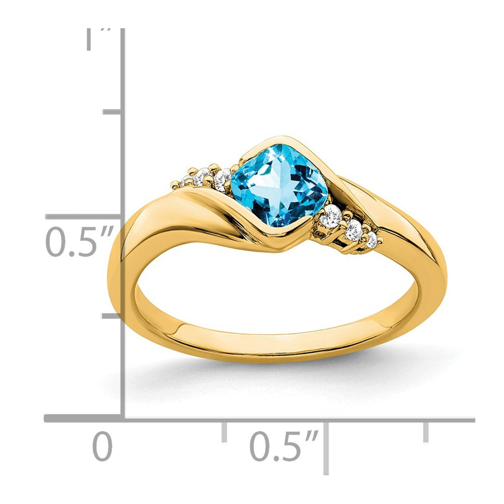 14k Blue Topaz and Diamond Ring