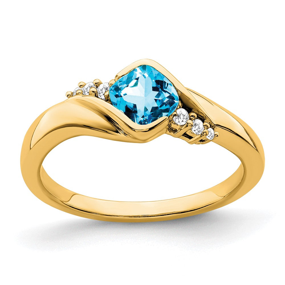 14k Blue Topaz and Diamond Ring