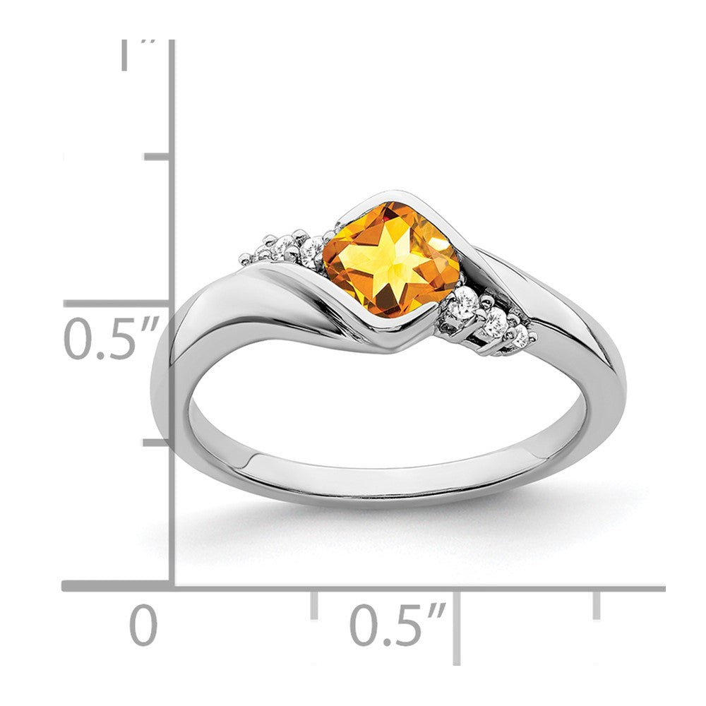 14k White Gold Citrine and Diamond Ring