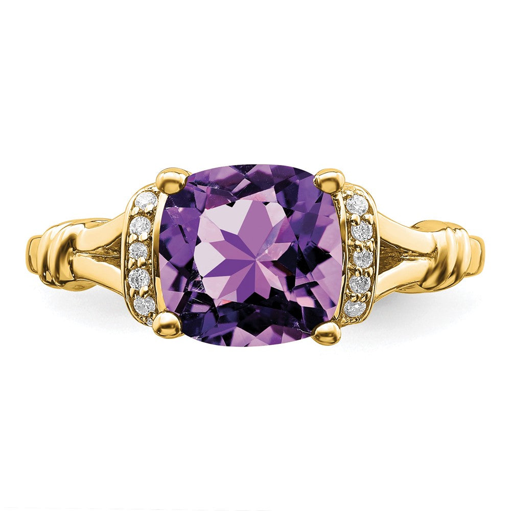 14k Amethyst and Diamond Ring