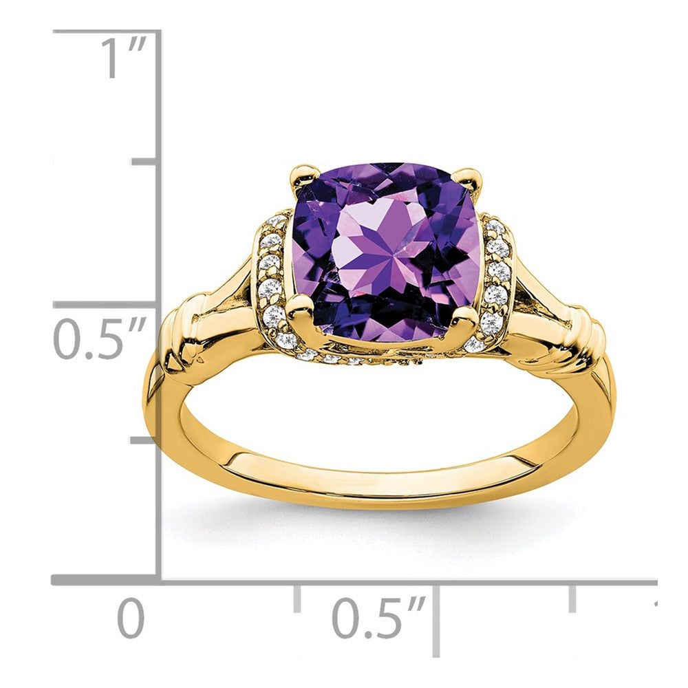 14k Amethyst and Diamond Ring