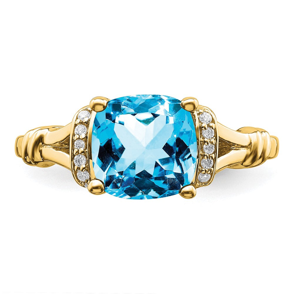 14k Blue Topaz and Diamond Ring