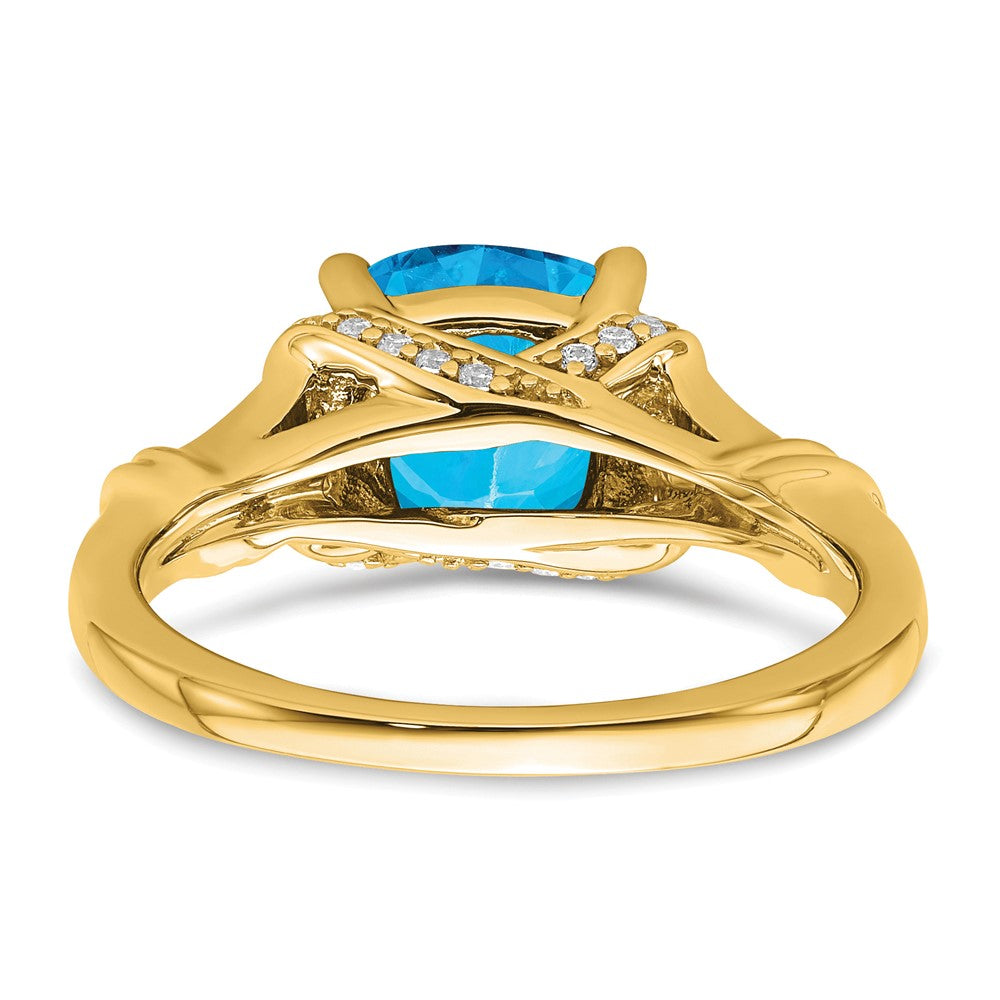 14k Blue Topaz and Diamond Ring