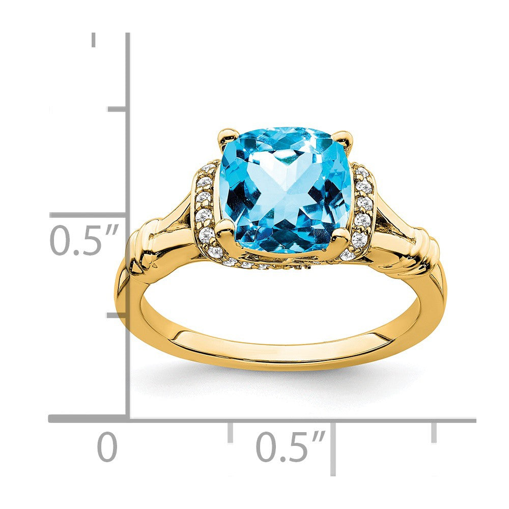 14k Blue Topaz and Diamond Ring