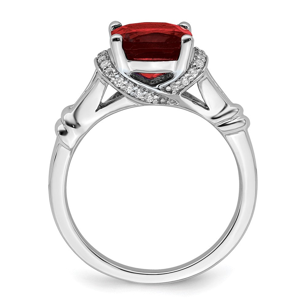 14k White Gold Garnet and Diamond Ring