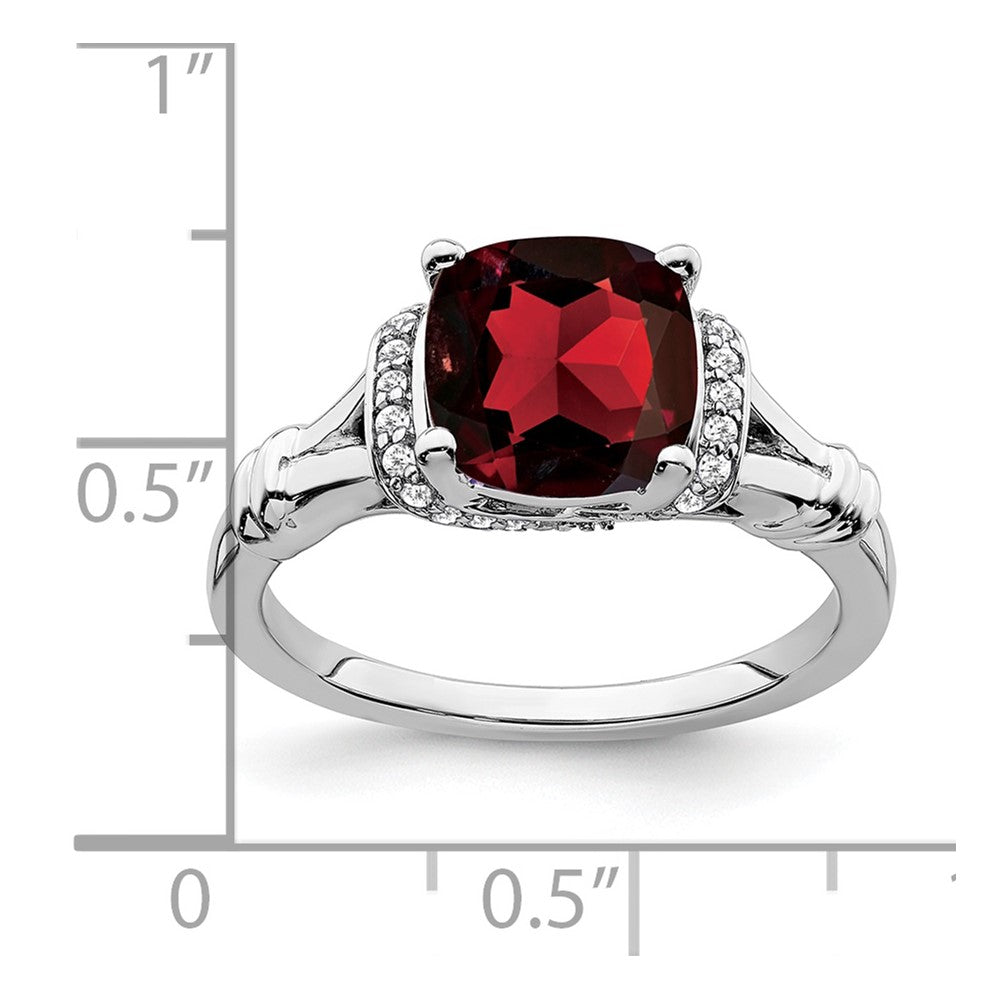 14k White Gold Garnet and Diamond Ring