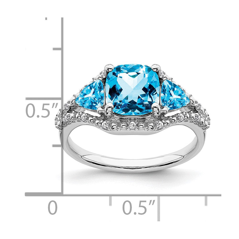 14k White Gold Blue Topaz and Diamond Ring