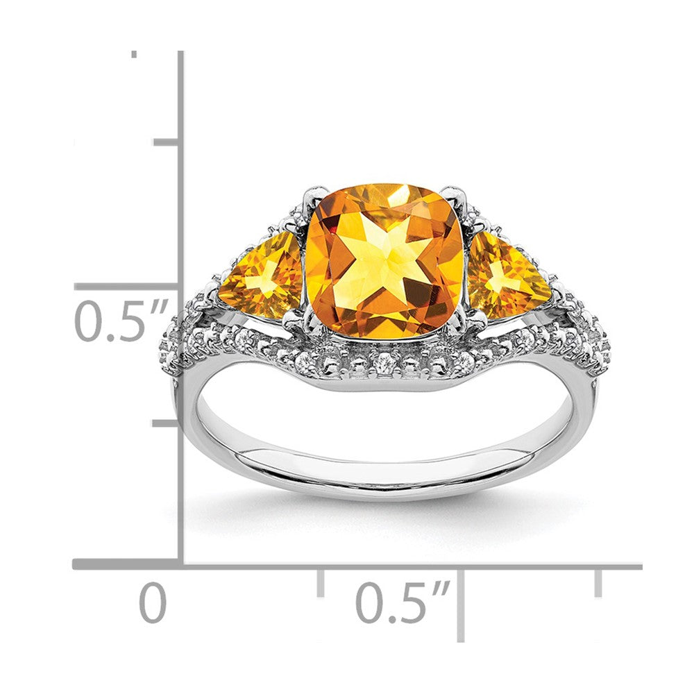 14k White Gold Citrine and Diamond Ring